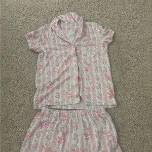 Roller Rabbit x Love Shack Fancy Pink and White Short Sleeve PJ Set